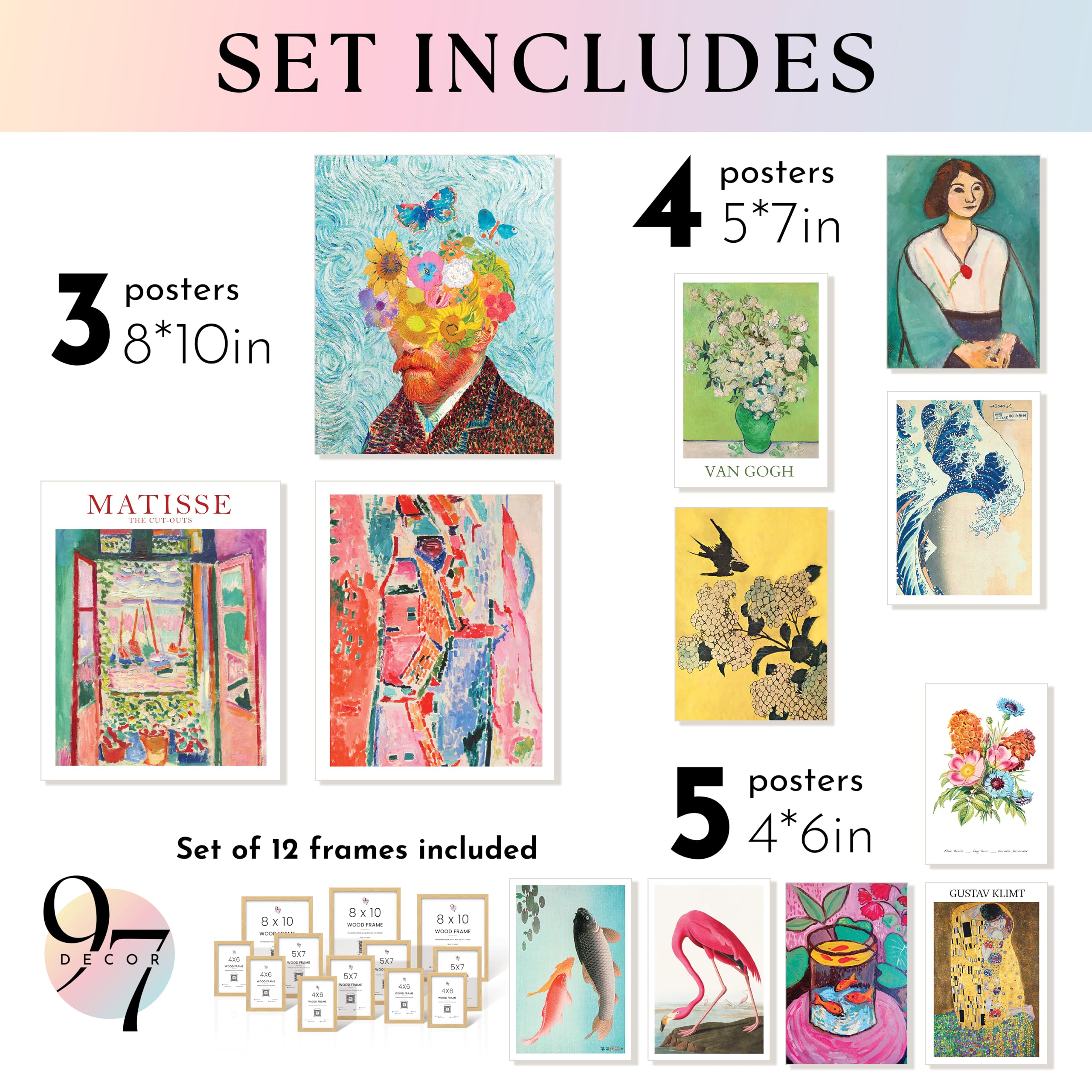 Amazon.com: Eclectic FRAMED Wall Art, Retro Colorful Prints for